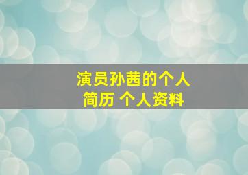 演员孙茜的个人简历 个人资料